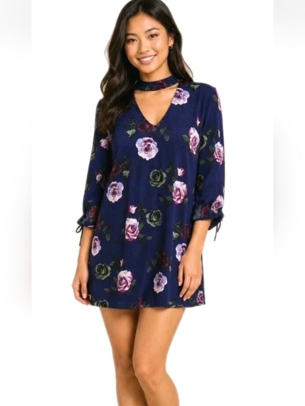 SPEECHLESS ~Youth Size L~ Blue Pink & Green Floral Print Chiffon Dress NWT$48.00